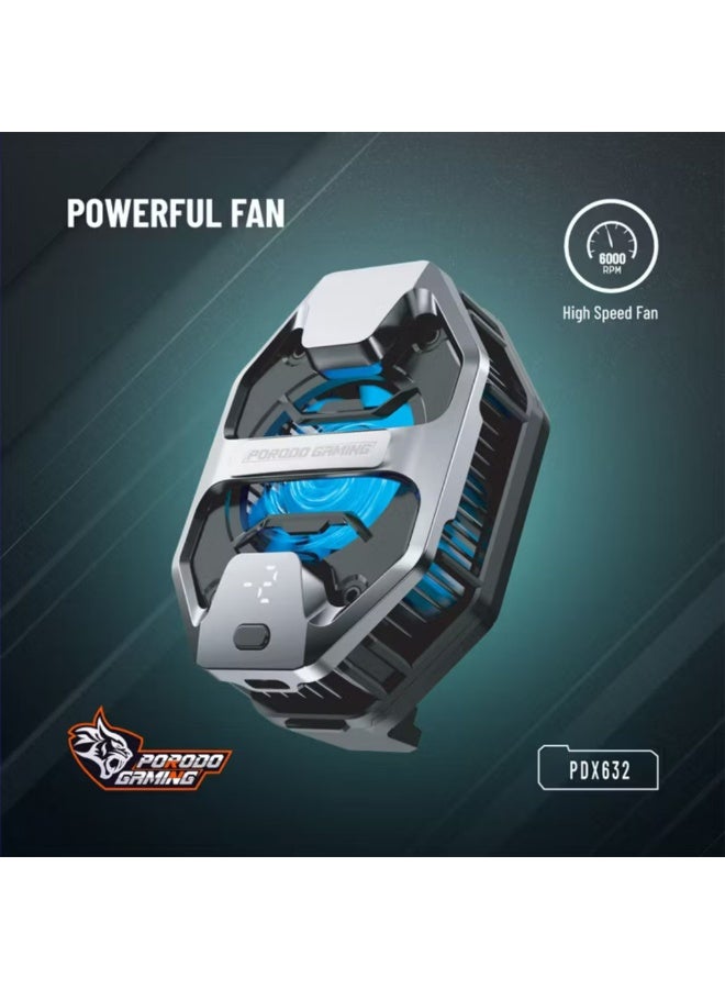 porodo LED Display Phone Cooler with High Speed Fan, Spring Clip Mount Method & 18W Cooling Power, Clip-On Design - Gray - Image 3